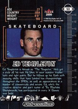 2000 Fleer Adrenaline #53 Ed Templeton Back